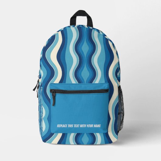 Personalized Wavy Stripe Backpack Bedrukte Rugzak (Voorkant)