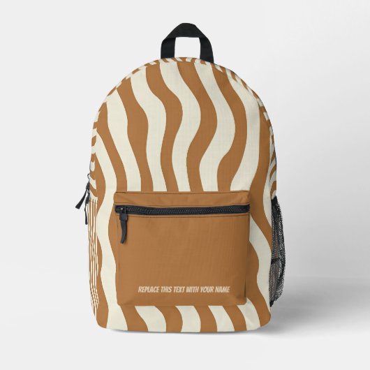Personalized Wavy Stripe Backpack Bedrukte Rugzak (Voorkant)