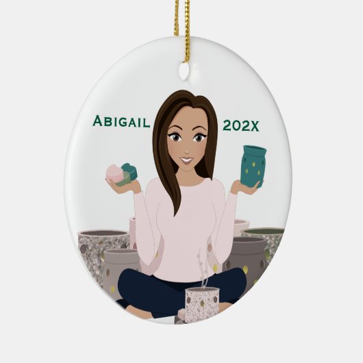 Personalized Wax Warmer Woman Ceramic Ornament (Rechts)