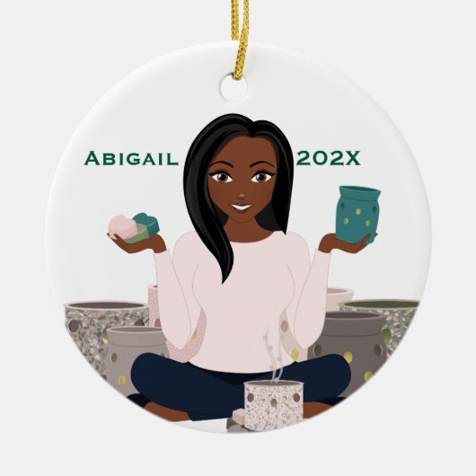 Personalized Wax Warmer Woman Ceramic Ornament (Voorkant)
