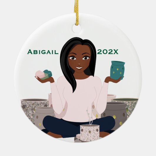 Personalized Wax Warmer Woman Ceramic Ornament (Achterkant)