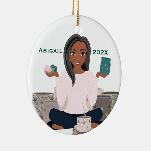 Personalized Wax Warmer Woman Ceramic Ornament (Rechts)