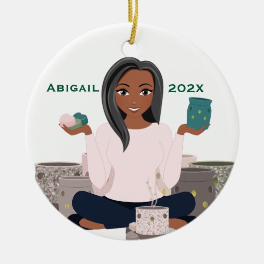Personalized Wax Warmer Woman Ceramic Ornament (Voorkant)