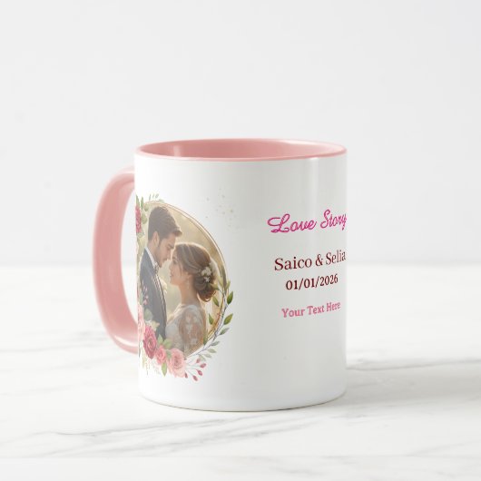 Personalized Wedding Anniversary Mug  Mok (Voorkant links)
