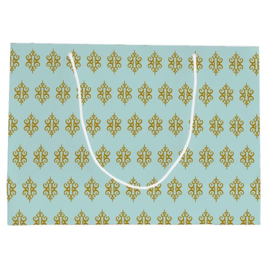 Personalized Wedding Aqua Lace Gift Bag Groot Cadeauzakje (Achterkant)