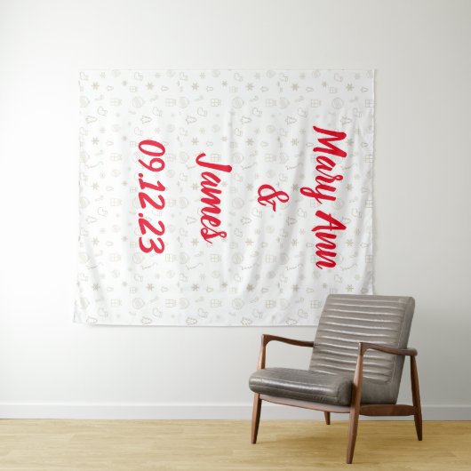 Personalized Wedding Backdrop Pink Gold Lights Wandkleed (In Situ (horizontaal))