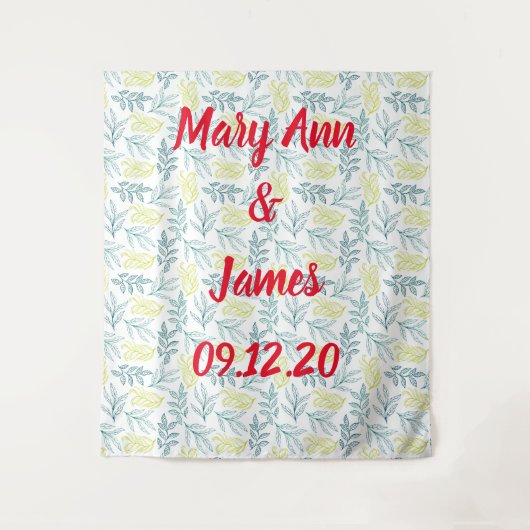 Personalized Wedding Backdrop Pink Gold Lights Wandkleed (Voorkant)