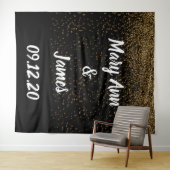 Personalized Wedding Backdrop Pink Gold Lights Wandkleed (In Situ (horizontaal))