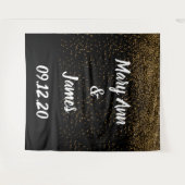 Personalized Wedding Backdrop Pink Gold Lights Wandkleed (Voorkant (horizontaal))