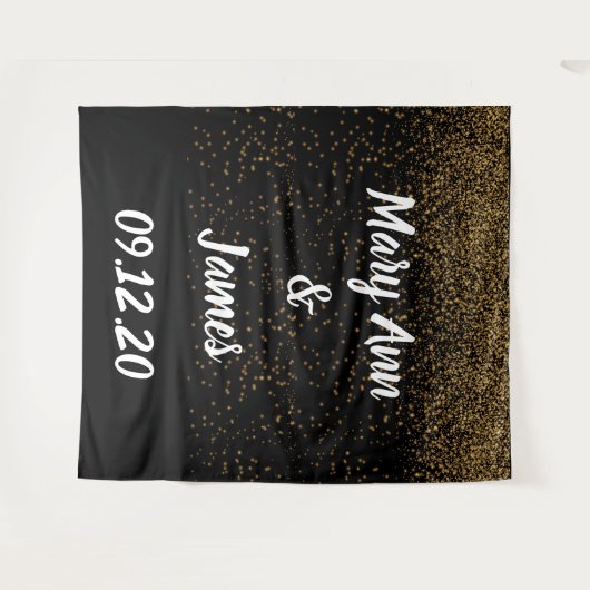 Personalized Wedding Backdrop Pink Gold Lights Wandkleed (Voorkant (horizontaal))