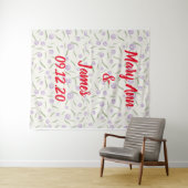 Personalized Wedding Backdrop Pink Gold Lights Wandkleed (In Situ (horizontaal))
