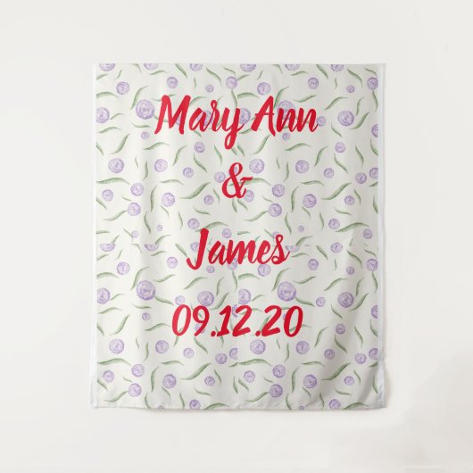 Personalized Wedding Backdrop Pink Gold Lights Wandkleed (Voorkant)