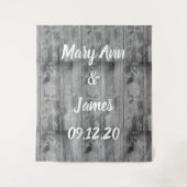 Personalized Wedding Backdrop Wood Background Wandkleed (Voorkant)
