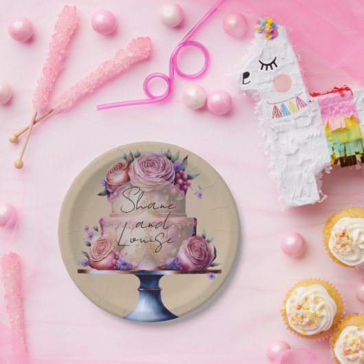 Personalized Wedding Brown Papieren Bordje (Feest)