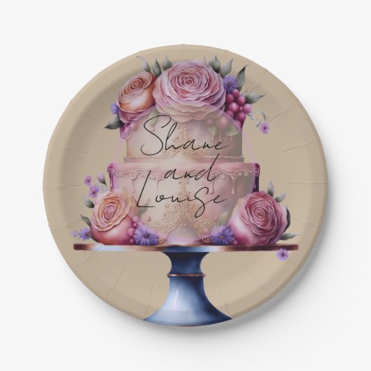 Personalized Wedding Brown Papieren Bordje (Voorkant)