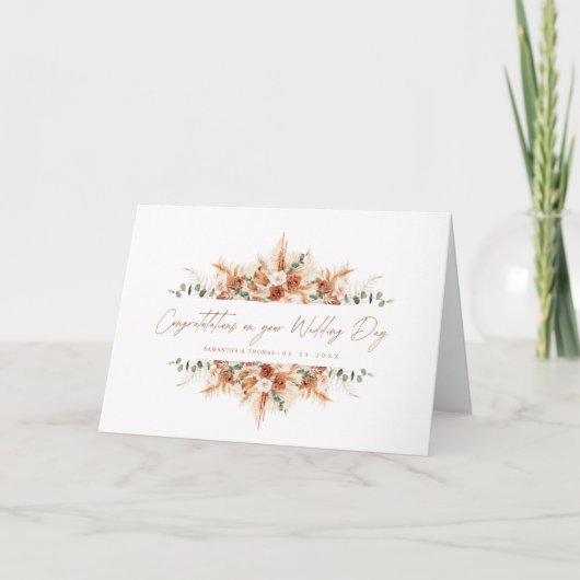 Personalized Wedding Congratulations Terracotta Kaart (Voorkant)