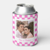 Personalized Wedding Custom Photo Retro Pink Tiles Blikjeskoeler (Blikje Voorkant)