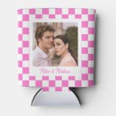 Personalized Wedding Custom Photo Retro Pink Tiles Blikjeskoeler (Voorkant)