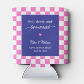Personalized Wedding Custom Photo Retro Pink Tiles Blikjeskoeler (Achterkant)