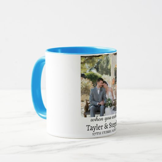 Personalized Wedding Engagement Photo Coffee Mug Mok (Voorkant links)
