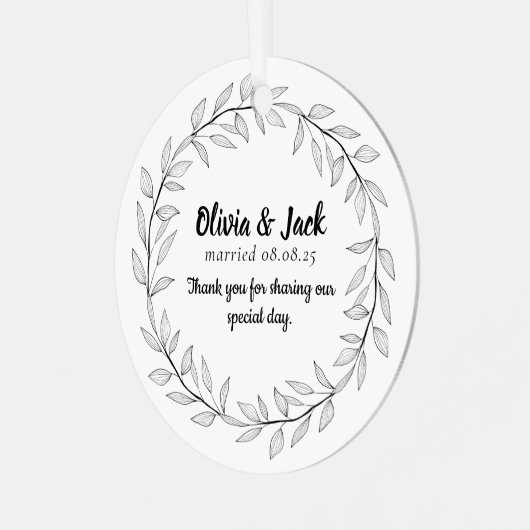 Personalized Wedding Favor Metalen Ornament (Voorkant links)