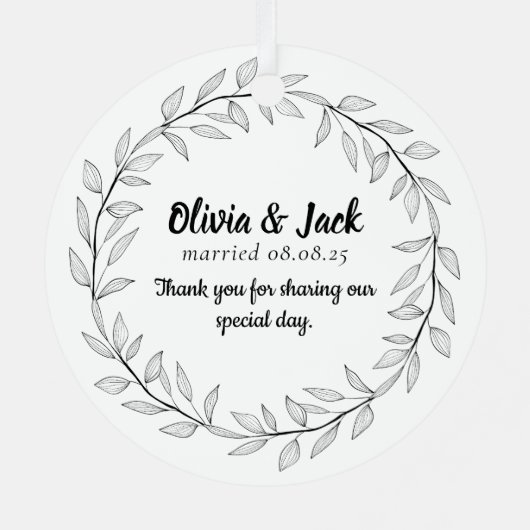 Personalized Wedding Favor Metalen Ornament (Achterkant)