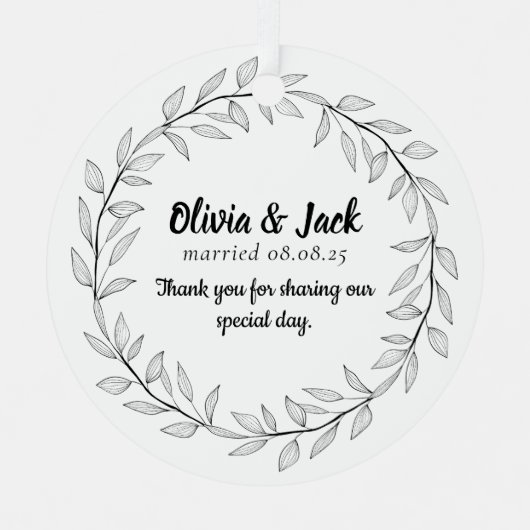 Personalized Wedding Favor Metalen Ornament (Voorkant)