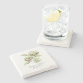 Personalized Wedding Favors Green Hydrangea Stenen Onderzetter (Zijkant)