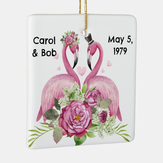 Personalized Wedding Flamingos Couples Keramisch Ornament (Rechts)