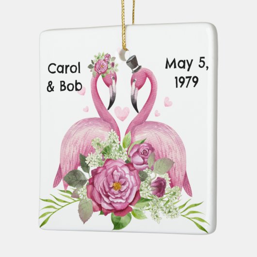 Personalized Wedding Flamingos Couples Keramisch Ornament (Links)
