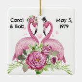 Personalized Wedding Flamingos Couples Keramisch Ornament (Achterkant)