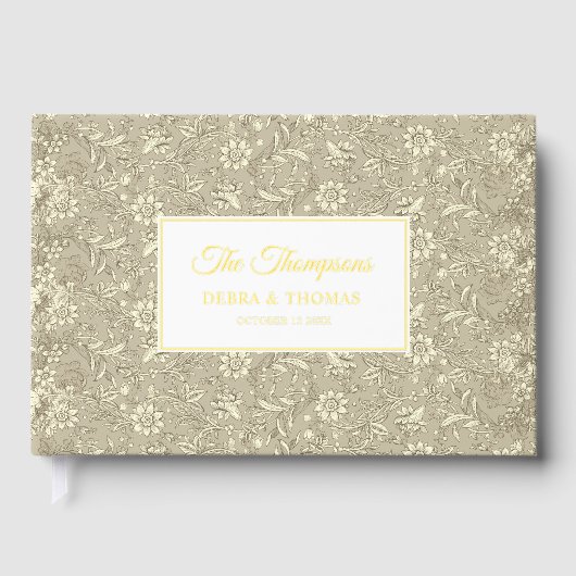 Personalized Wedding French Toile Gold Floral Gastenboek (Voorkant)