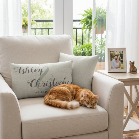 Personalized Wedding Gift: Gray Farmhouse Throw Kussen
