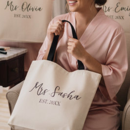 Personalized wedding gift,maid of honor gift,mrs. tote bag