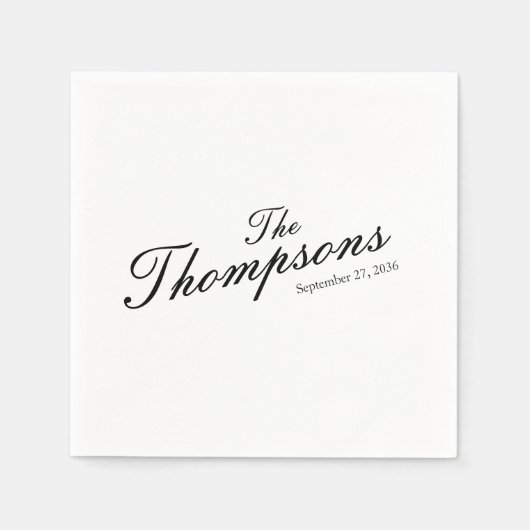 Personalized Wedding Last Name Black White Servet (Voorkant)