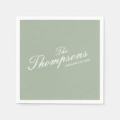 Personalized Wedding Last Name Sage Green Cocktail Servet (Voorkant)