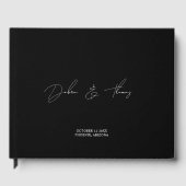 Personalized Wedding Modern Minimalist Black White Gastenboek (Voorkant)