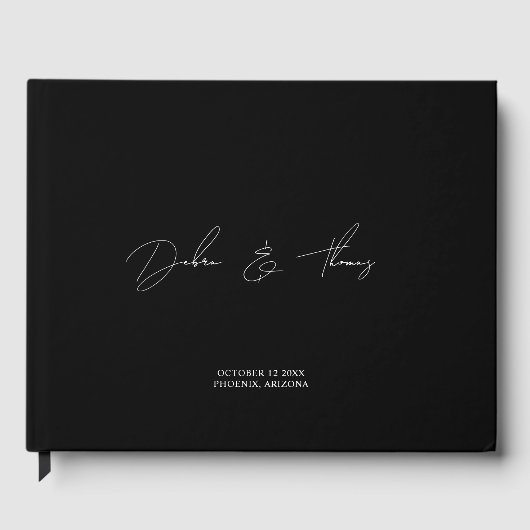 Personalized Wedding Modern Minimalist Black White Gastenboek (Voorkant)