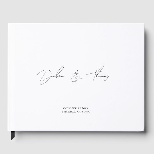 Personalized Wedding Modern Minimalist Black White Gastenboek (Voorkant)