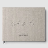Personalized Wedding Modern Minimalist Faux Linen Gastenboek (Voorkant)
