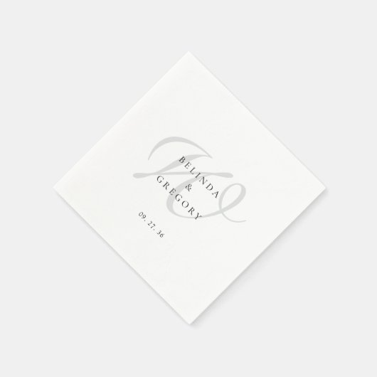 Personalized Wedding Monogram Cocktail Black White Servet (Hoek)