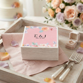 Personalized Wedding Monogram & Floral Drink Servet