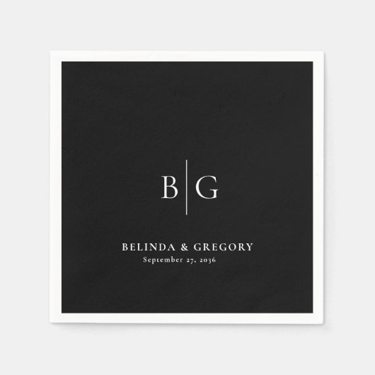 Personalized Wedding Monogrammed Black White Servet (Voorkant)