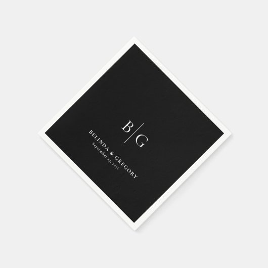 Personalized Wedding Monogrammed Black White Servet (Hoek)
