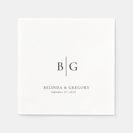 Personalized Wedding Monogrammed Black White Servet (Voorkant)