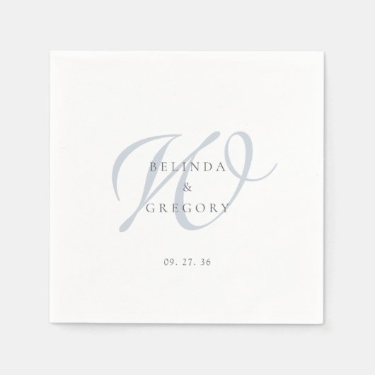 Personalized Wedding Monogrammed Cocktail Blue Servet (Voorkant)