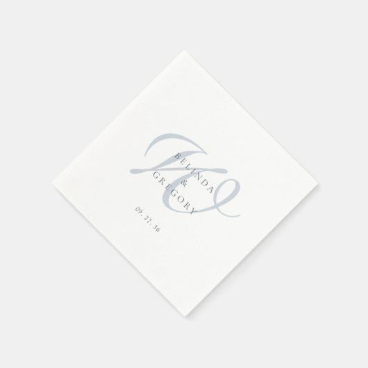 Personalized Wedding Monogrammed Cocktail Blue Servet (Hoek)