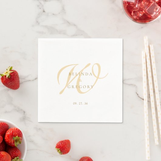 Personalized Wedding Monogrammed Cocktail Gold Servet (Insitu)