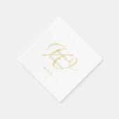 Personalized Wedding Monogrammed Cocktail Gold Servet (Hoek)