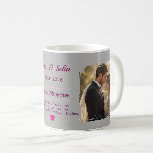 Personalized Wedding Mug  | Custom Couple  Koffiemok (Voorkant rechts)